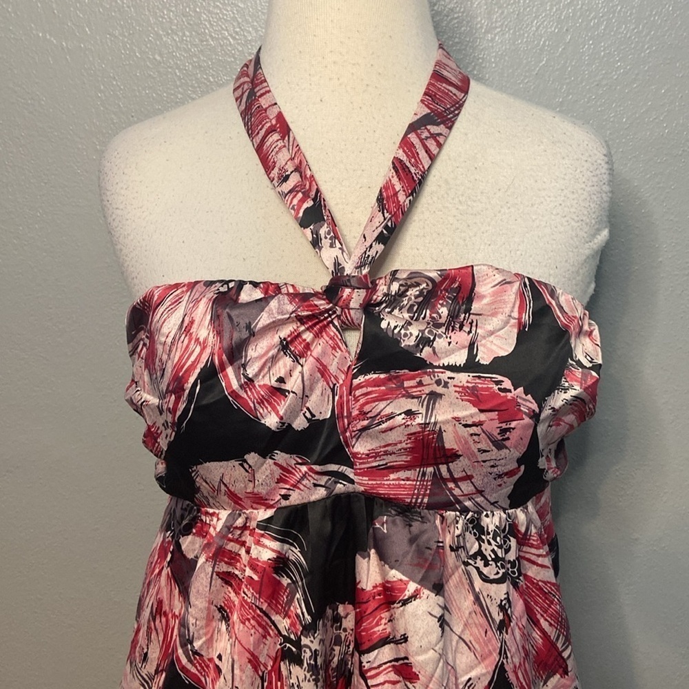NWT The Limited Halter Dress Geometric Print Black Pink 8 - Picture 2 of 9